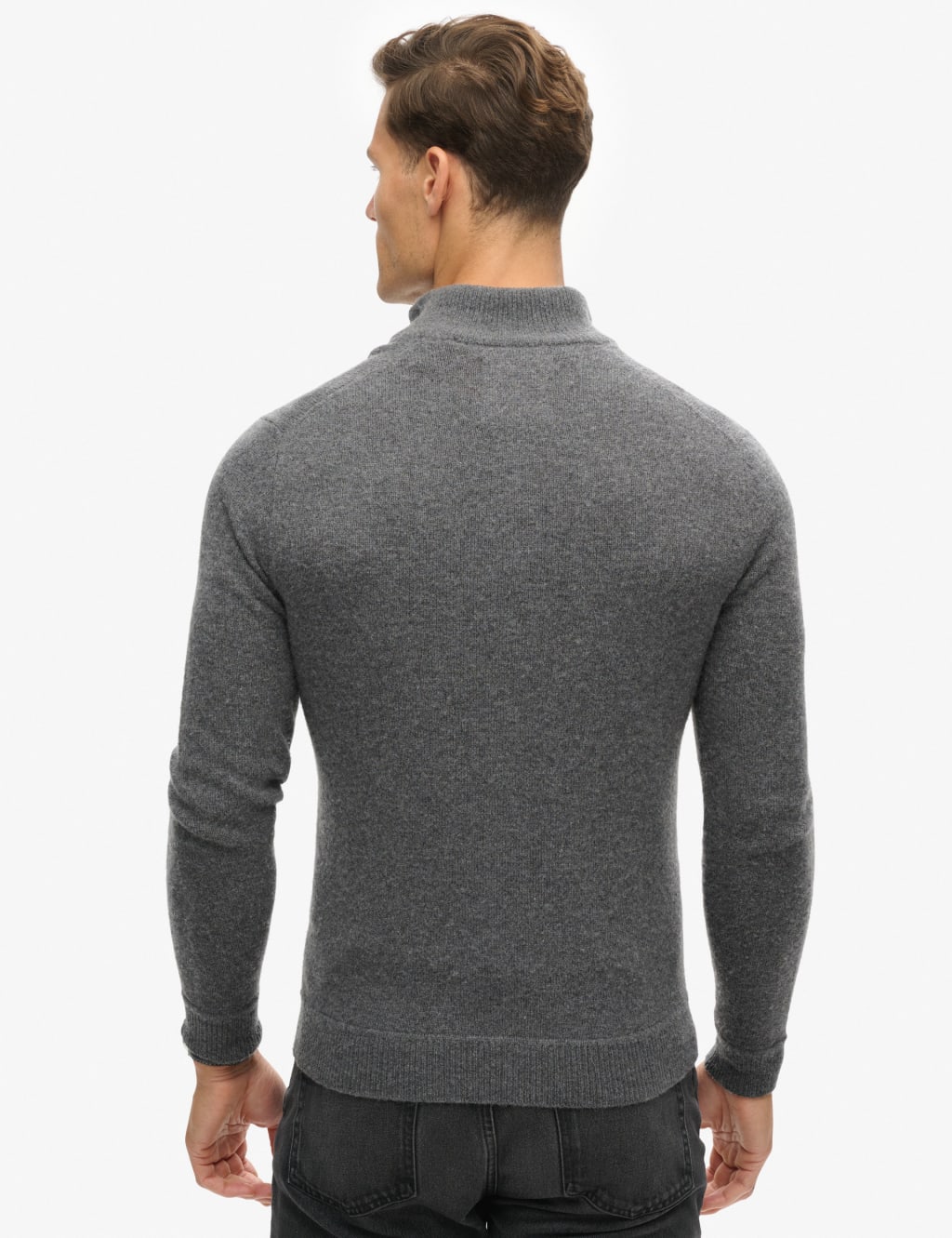 Wool Blend Cable V-Neck Half Zip Jumper 4 of 7