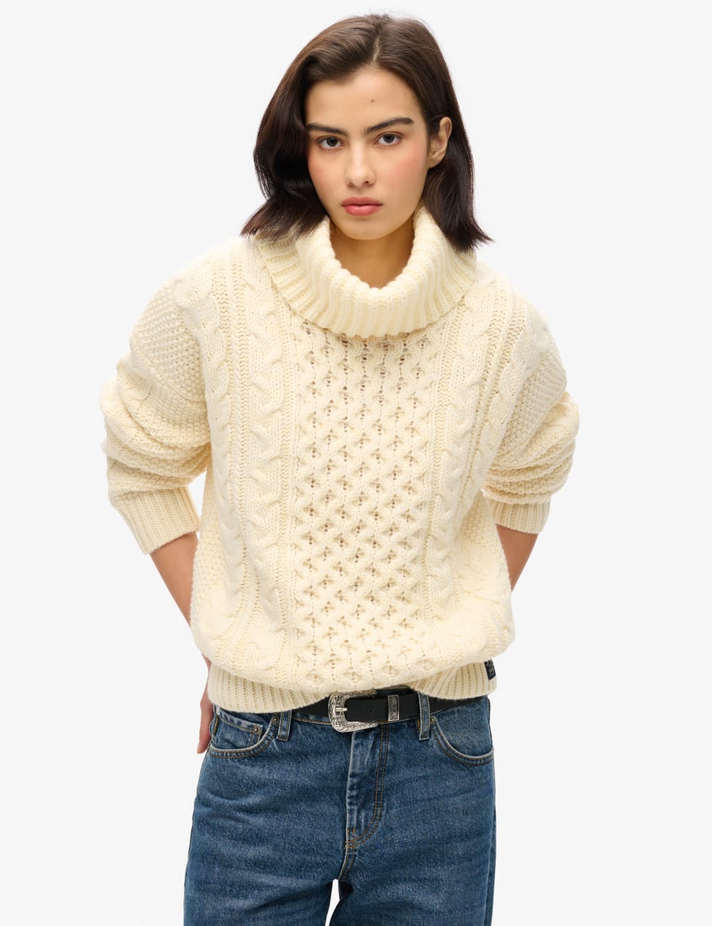Cable knit high neck jumper new arrivals