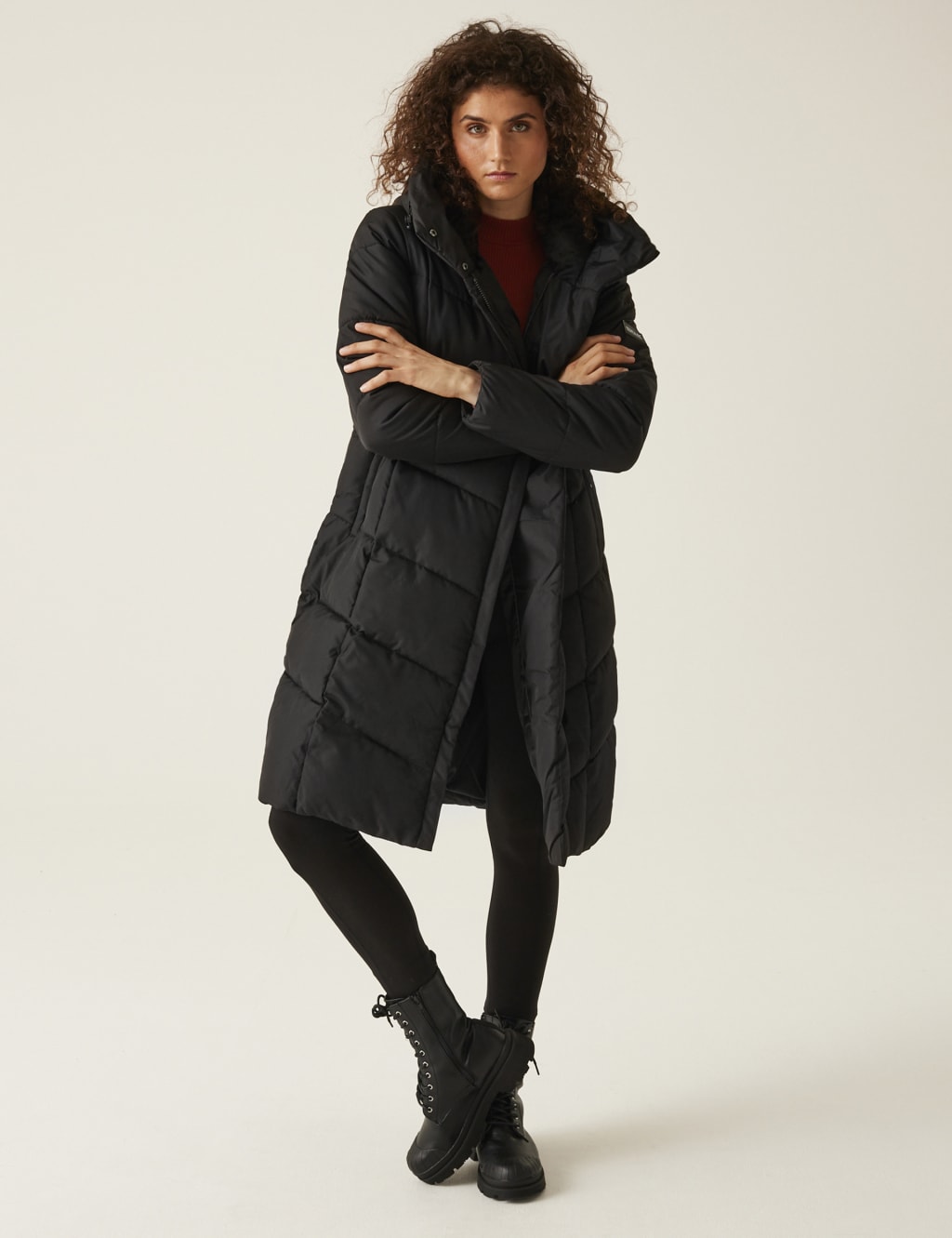 Nurie Hooded Quilted Padded Longline Coat 3 of 7