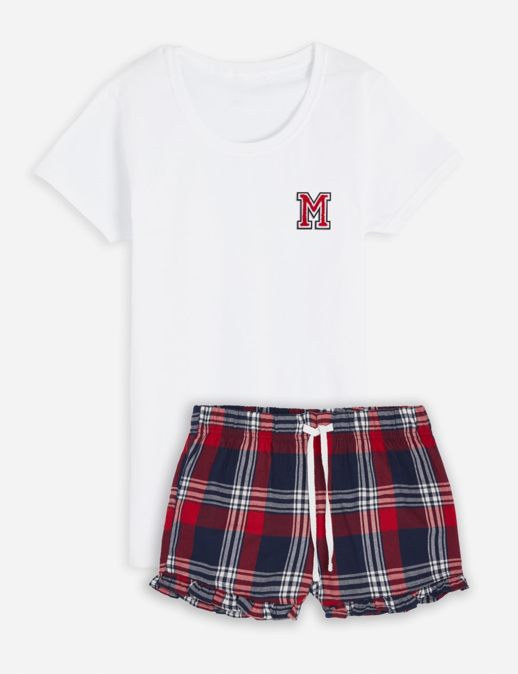 Personalised Womens Monogram Pyjama Shorts Set by Alphabet 1 of 3