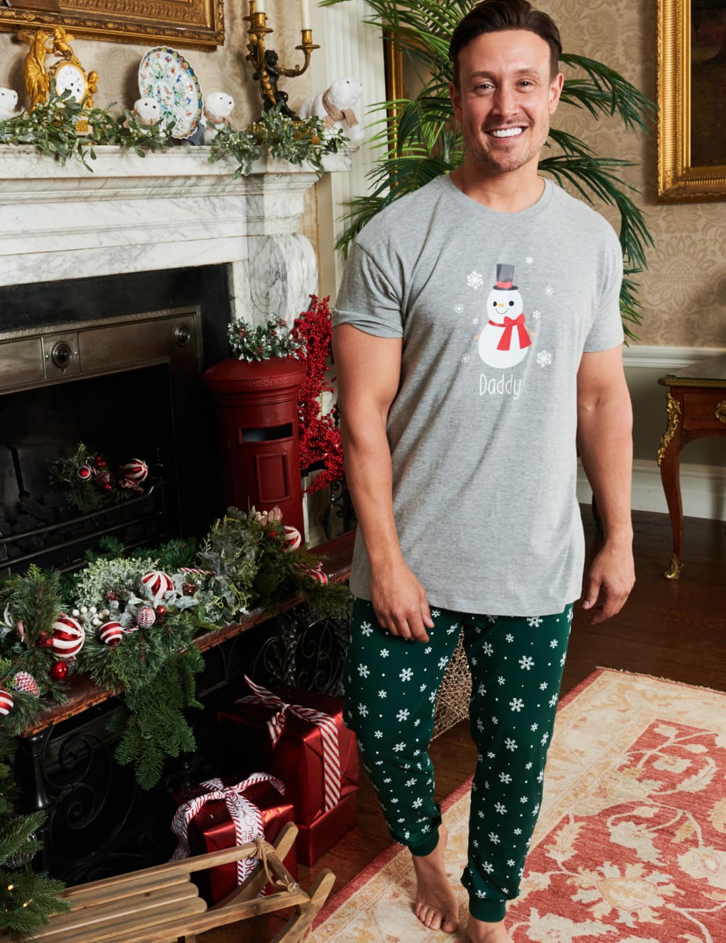 Personalised Snowman Mens Pyjamas 3 of 4