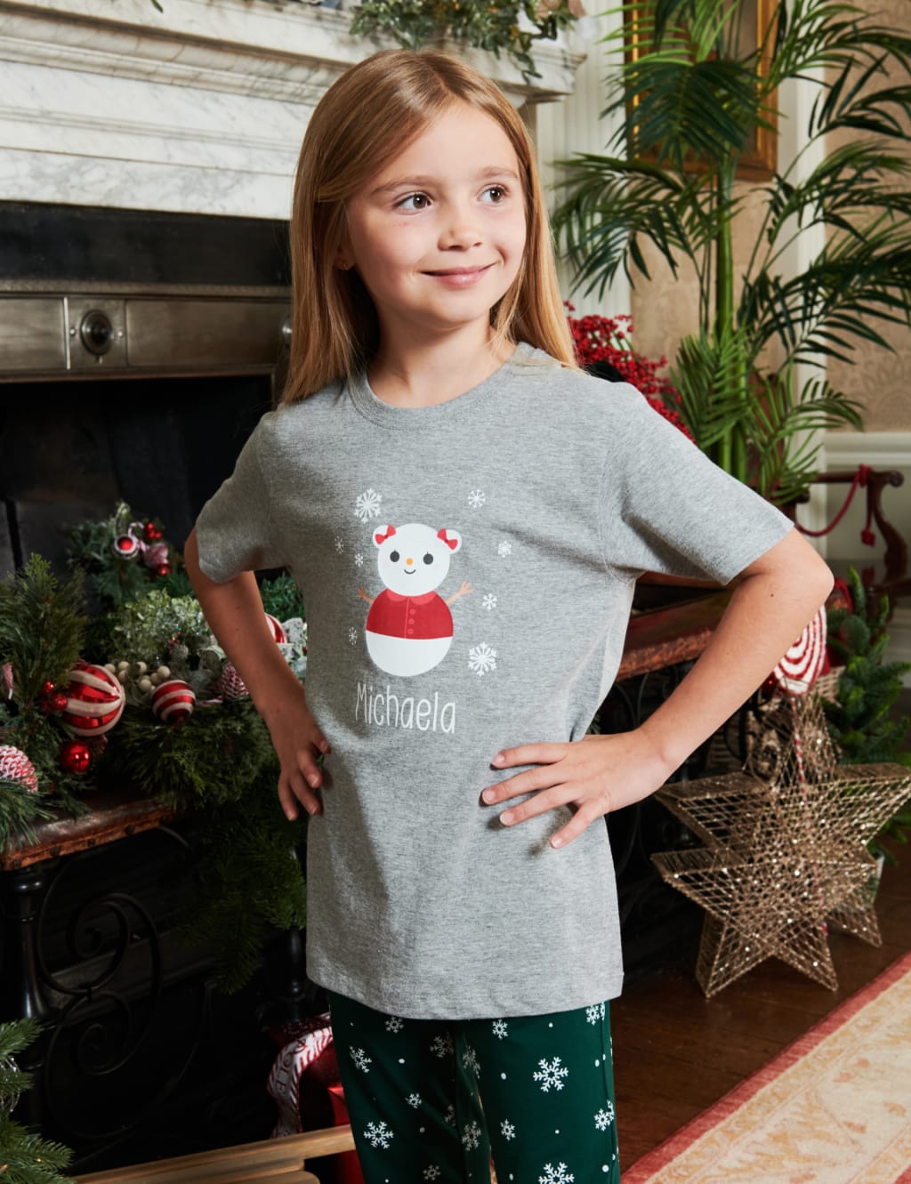 Personalised Snowman Girls Pyjamas 5 12 Yrs Dollymix M S