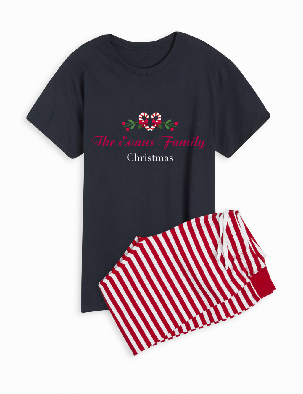 Personalised Candy Cane Womens Family Pyjamas by Dollymix 2 of 4