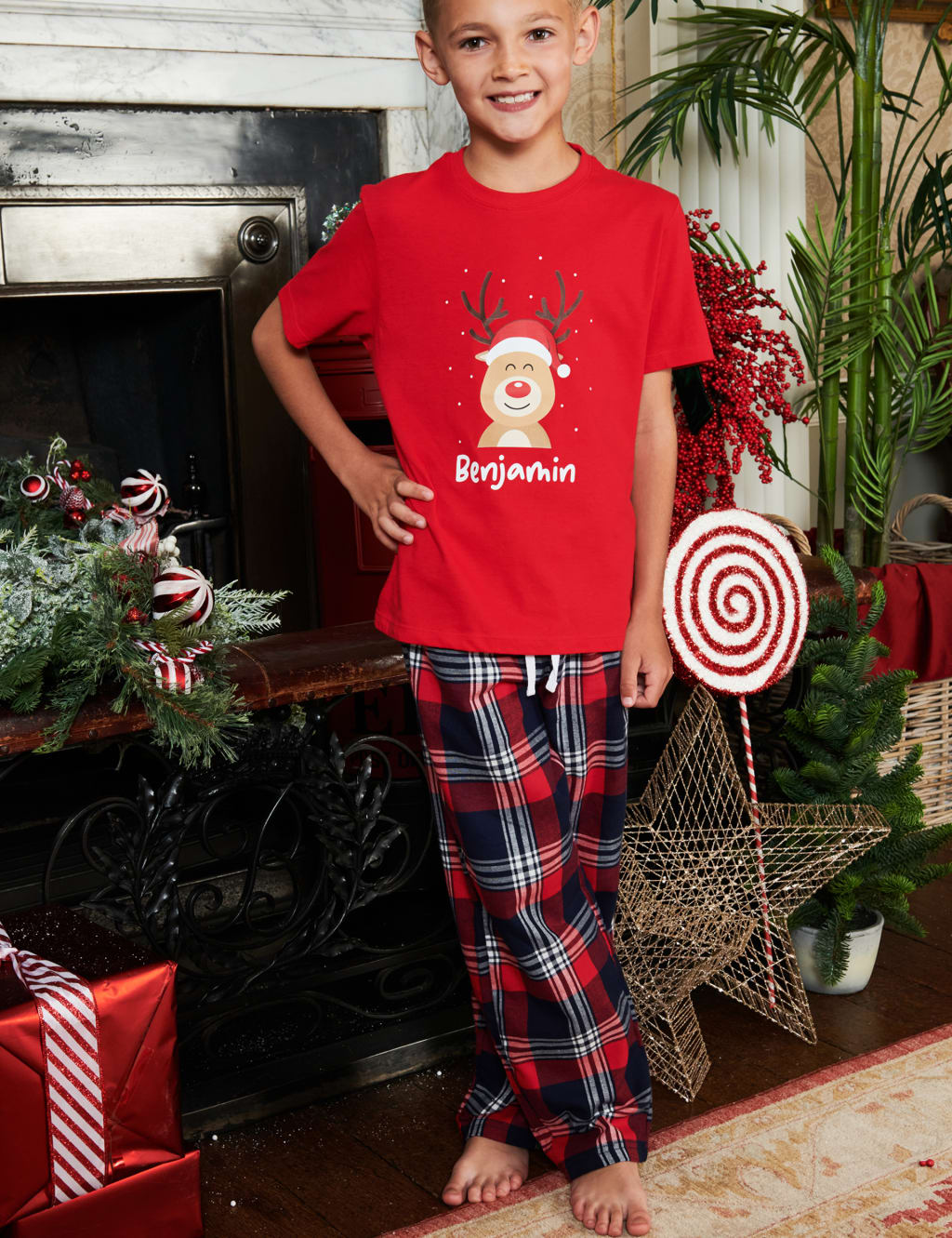 Personalised Reindeer Boys Pyjamas (5-12 Yrs) 4 of 4