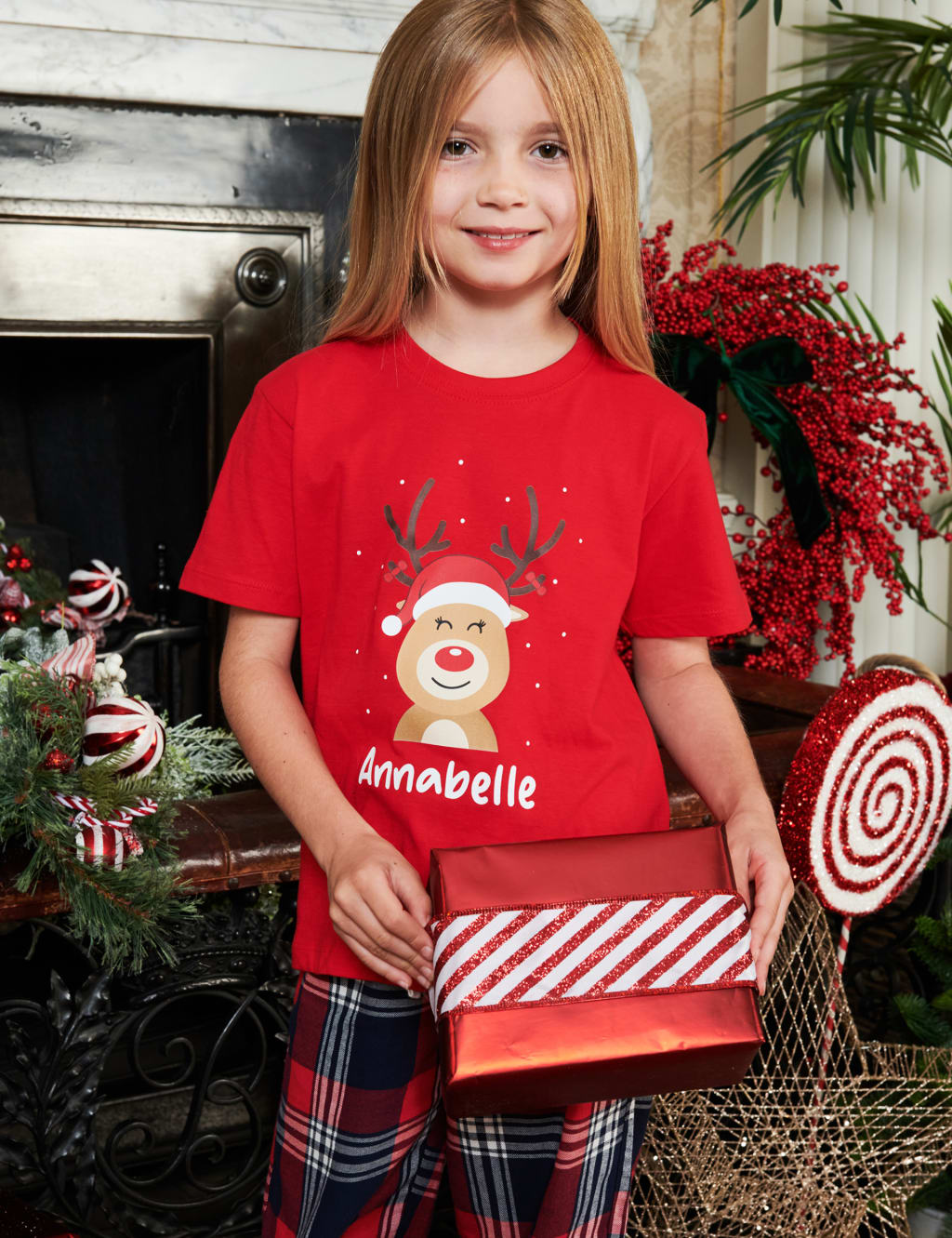 Girls reindeer pyjamas online