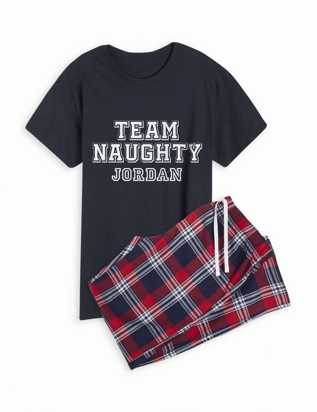 Dollymix Mens Navy Personalised Team Naughty Pyjamas 1 of 4