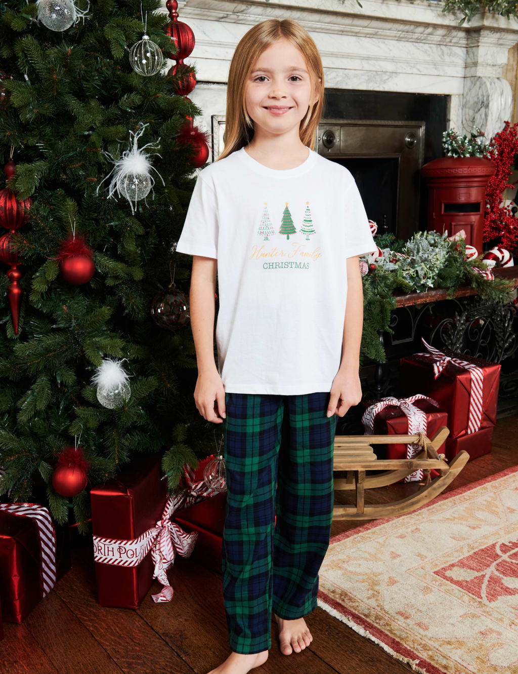 Personalised Tree Trio Girls Pyjamas (5-12 Yrs) 3 of 4