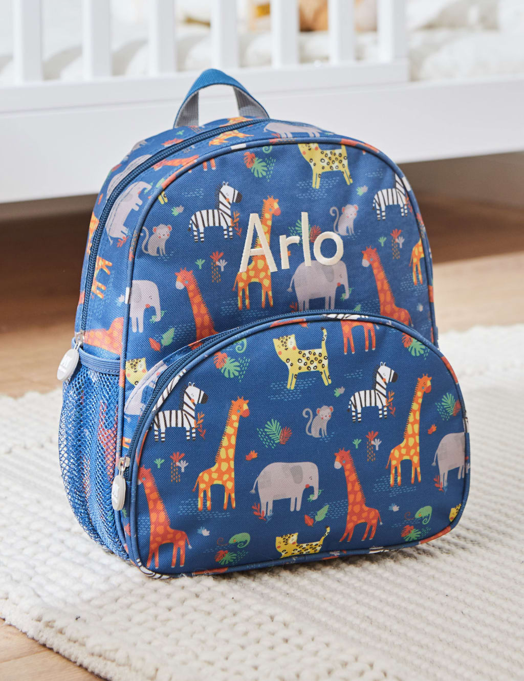 Personalised Navy Safari Medium Backpack My 1st Years M S