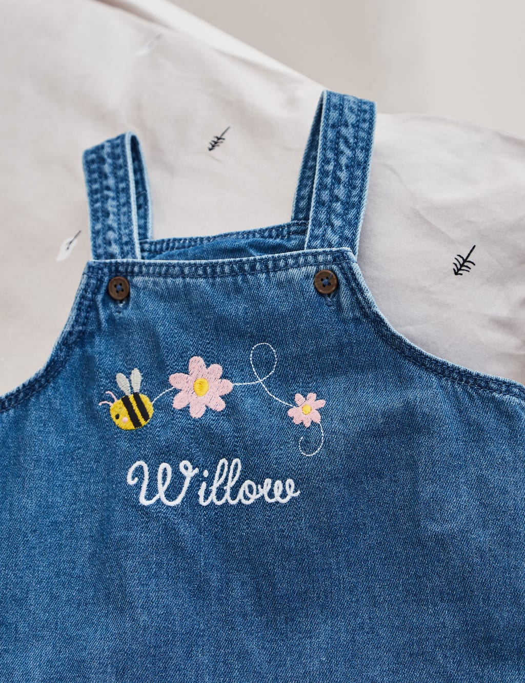 Personalised Bumblebee Denim Dungarees (6 Mths-4 Yrs) 3 of 5
