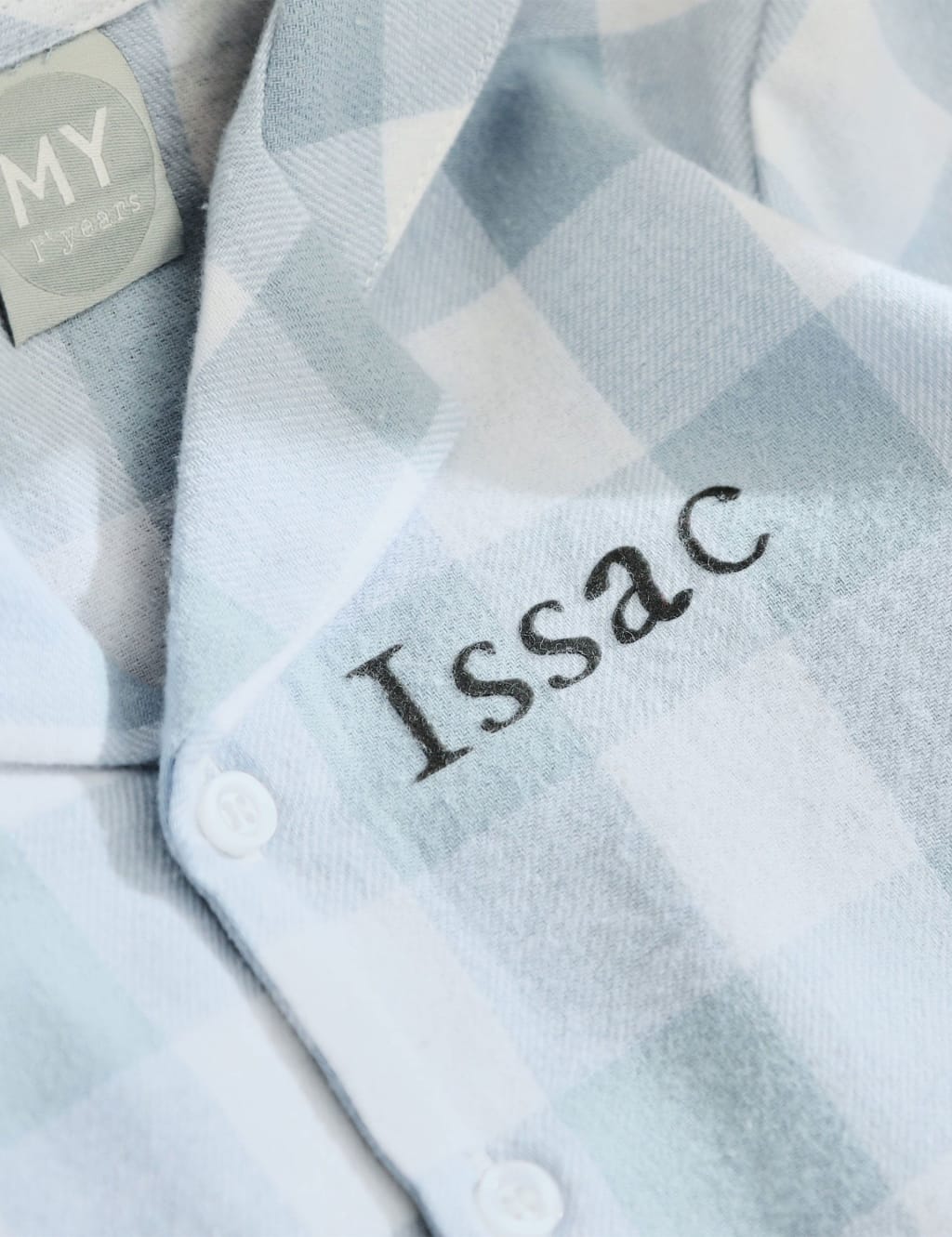 Personalised Traditional Blue Checkered Pyjama Set (0-6 Yrs) 2 of 4