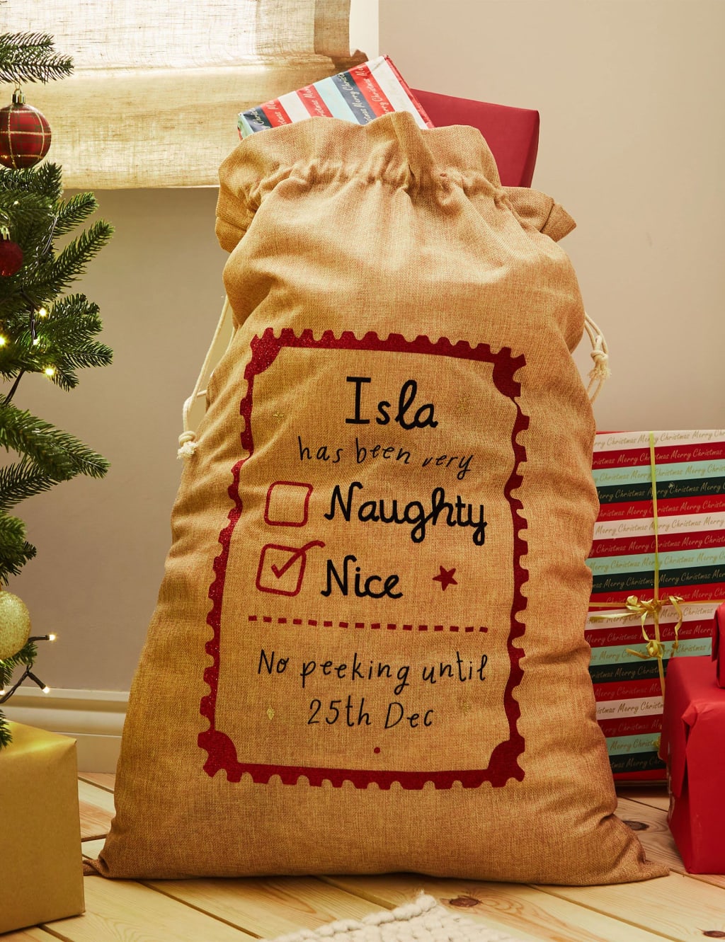 Personalised Nice List Hessian Sack 1 of 2