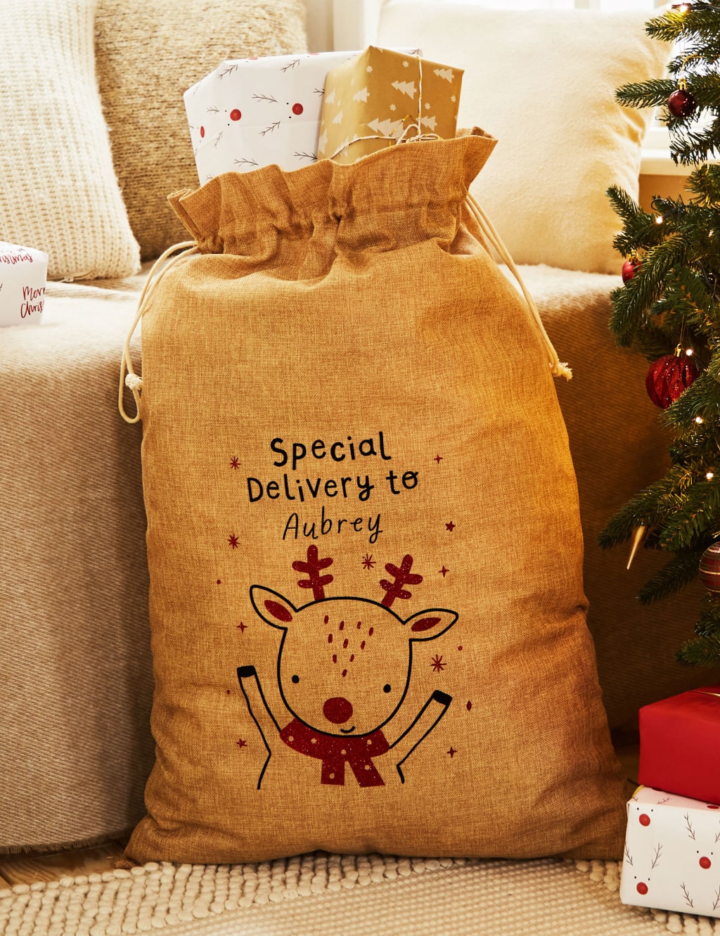 Personalised hessian sack on sale