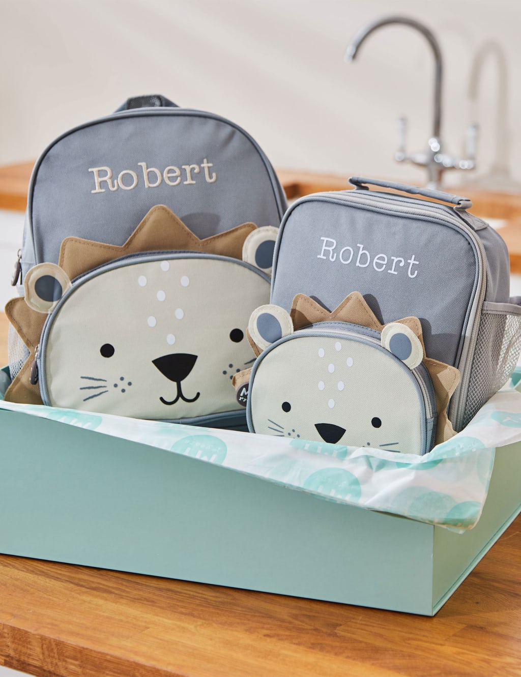 Personalised Lion Character Backpack and Lunchbag Set 3 of 4