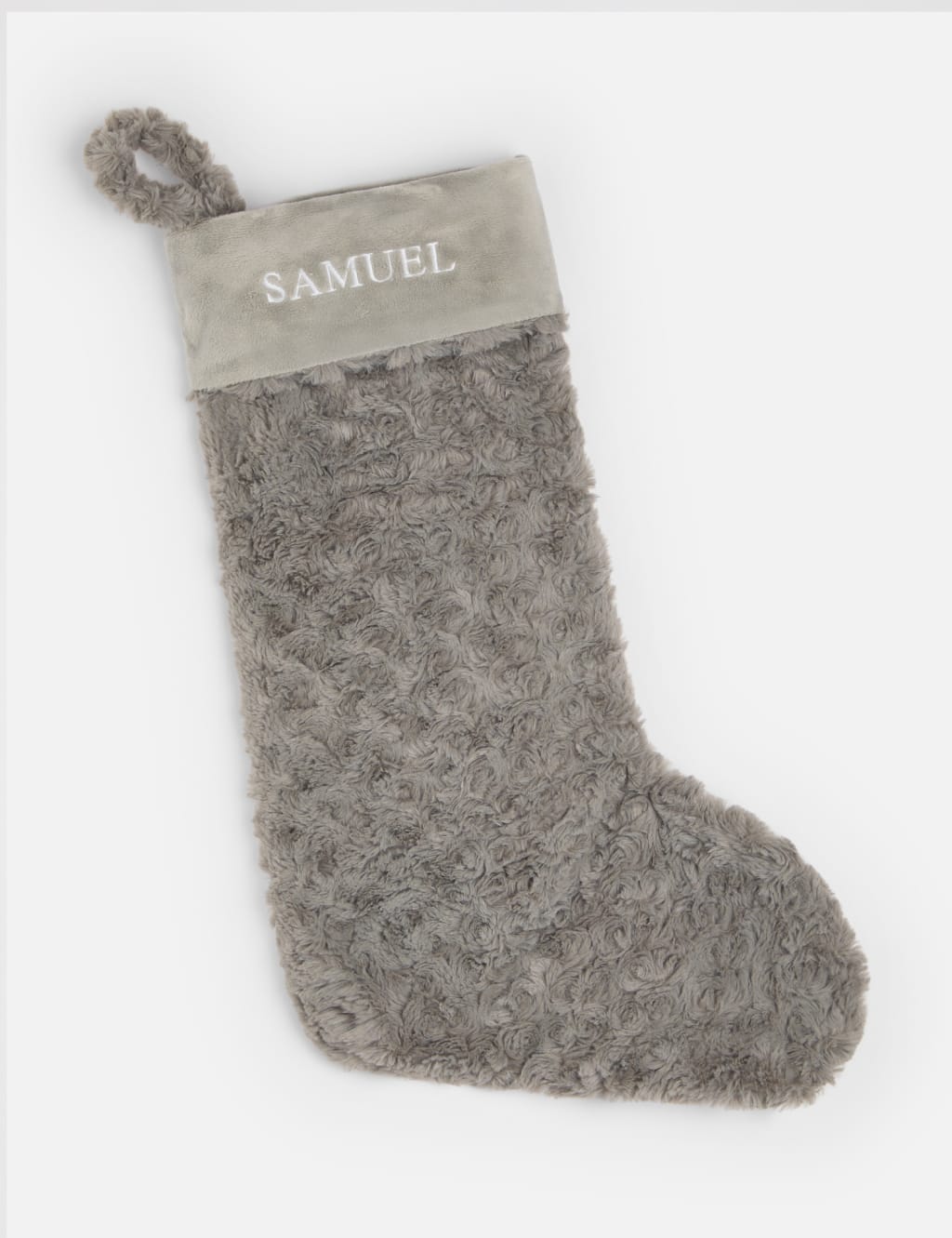 Personalised Name Grey Plush Stocking by Dollymix 1 of 3