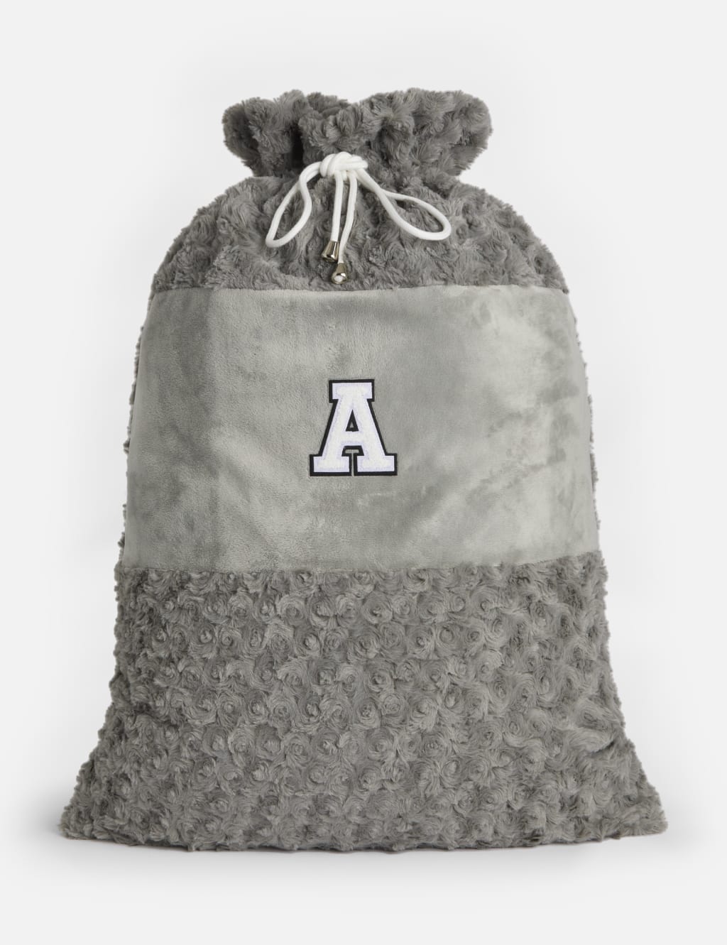Personalised Letter Grey Plush Santa Sack by Alphabet 1 of 3