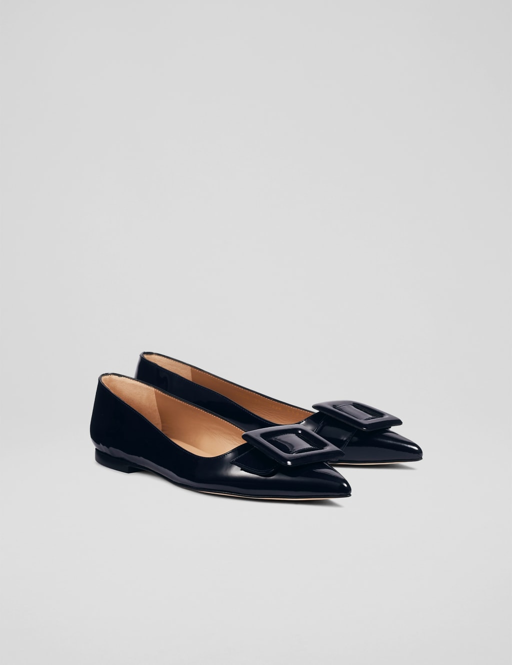 Leather Patent Buckle Flat Pointed Pumps LK BENNETT M S