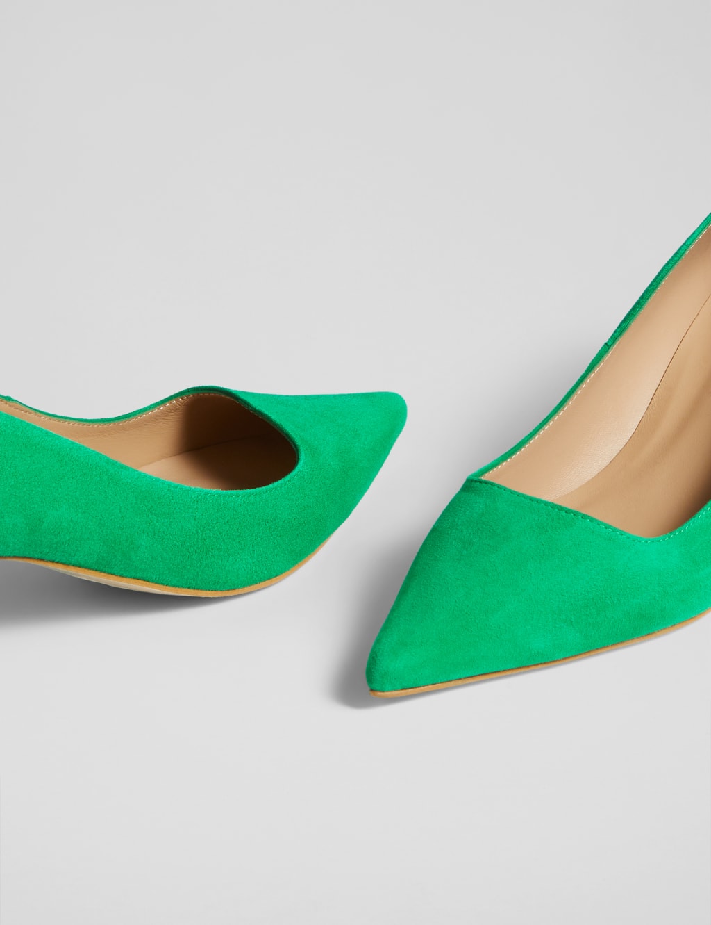 Suede Block Heel Pointed Court Shoes