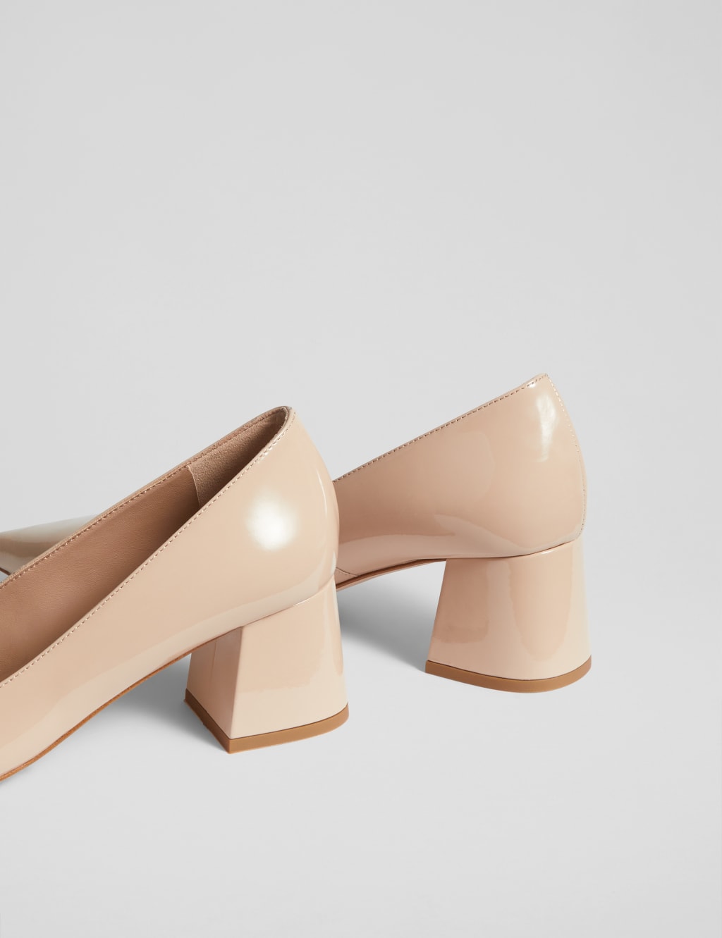 Leather Patent Block Heel Court Shoes 2 of 4