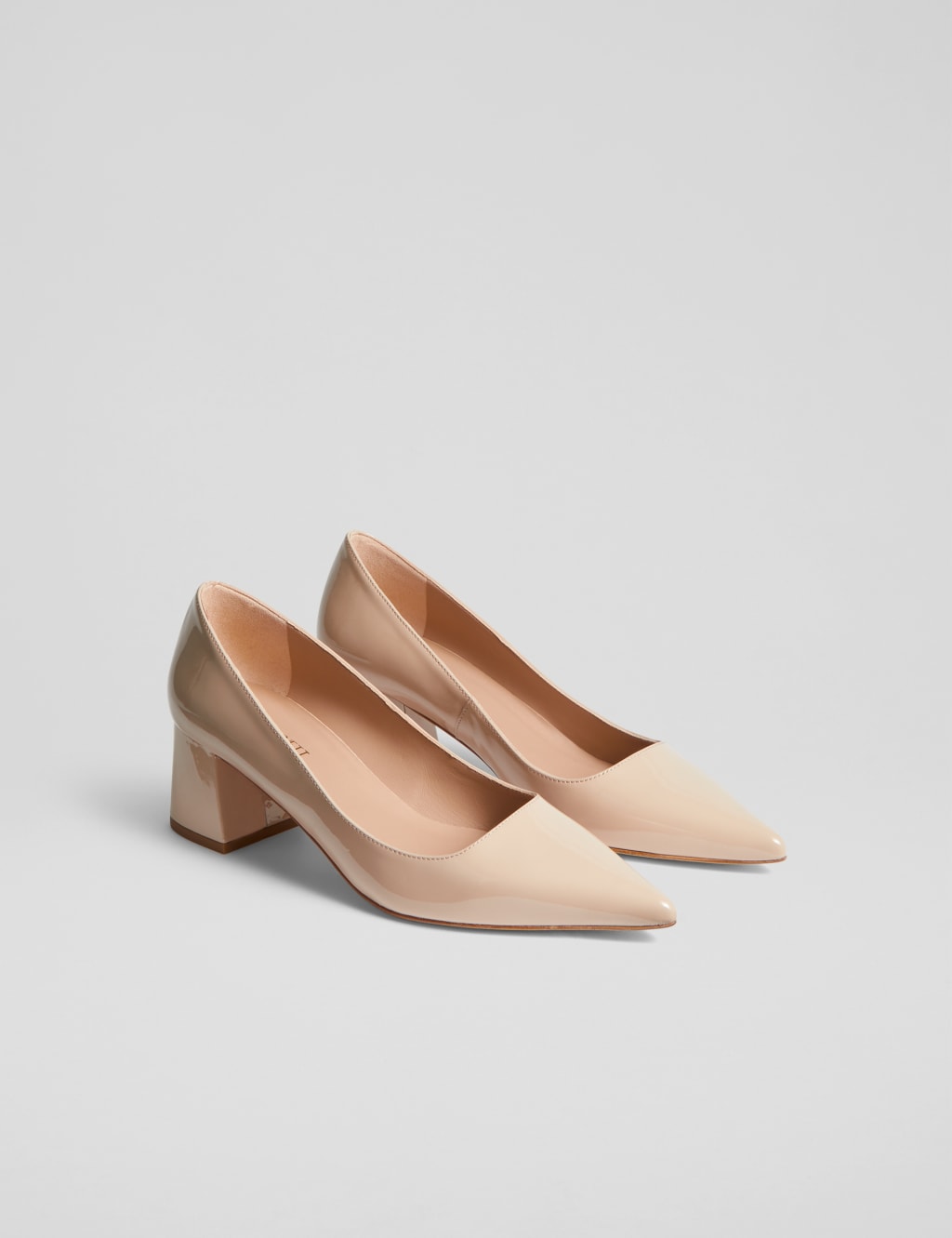 Leather Patent Block Heel Court Shoes 3 of 4