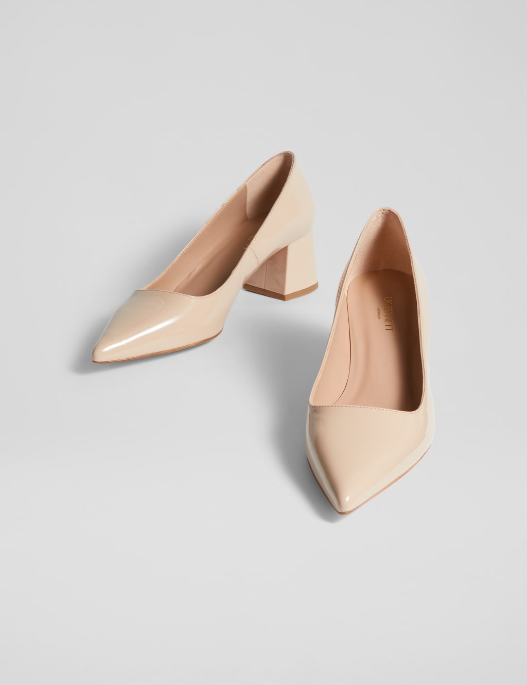 Leather Patent Block Heel Court Shoes 4 of 4