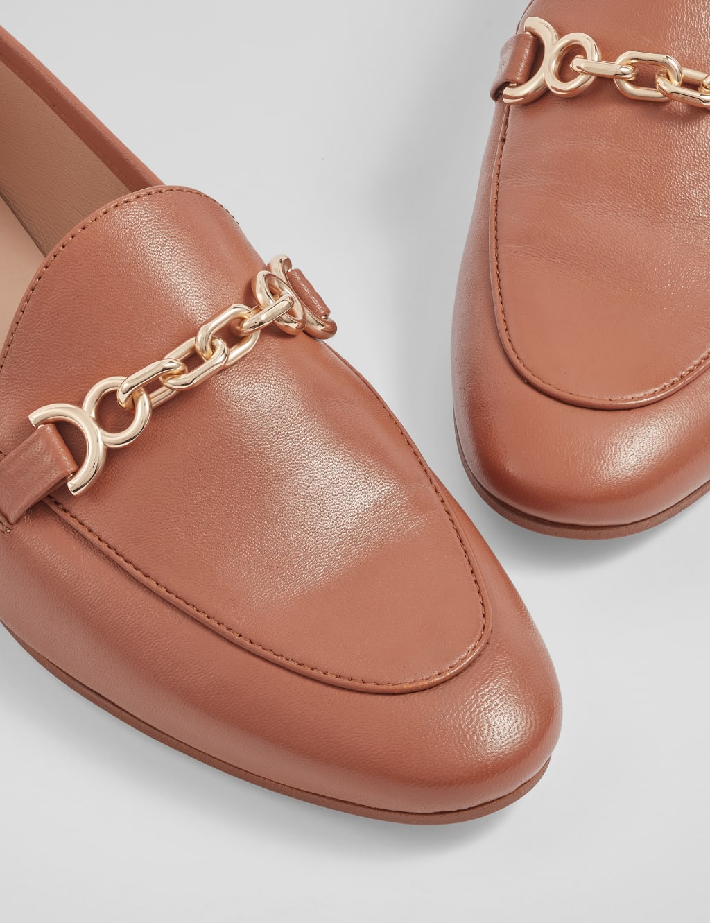 Leather Chain Detail Flat Loafers 3 of 4