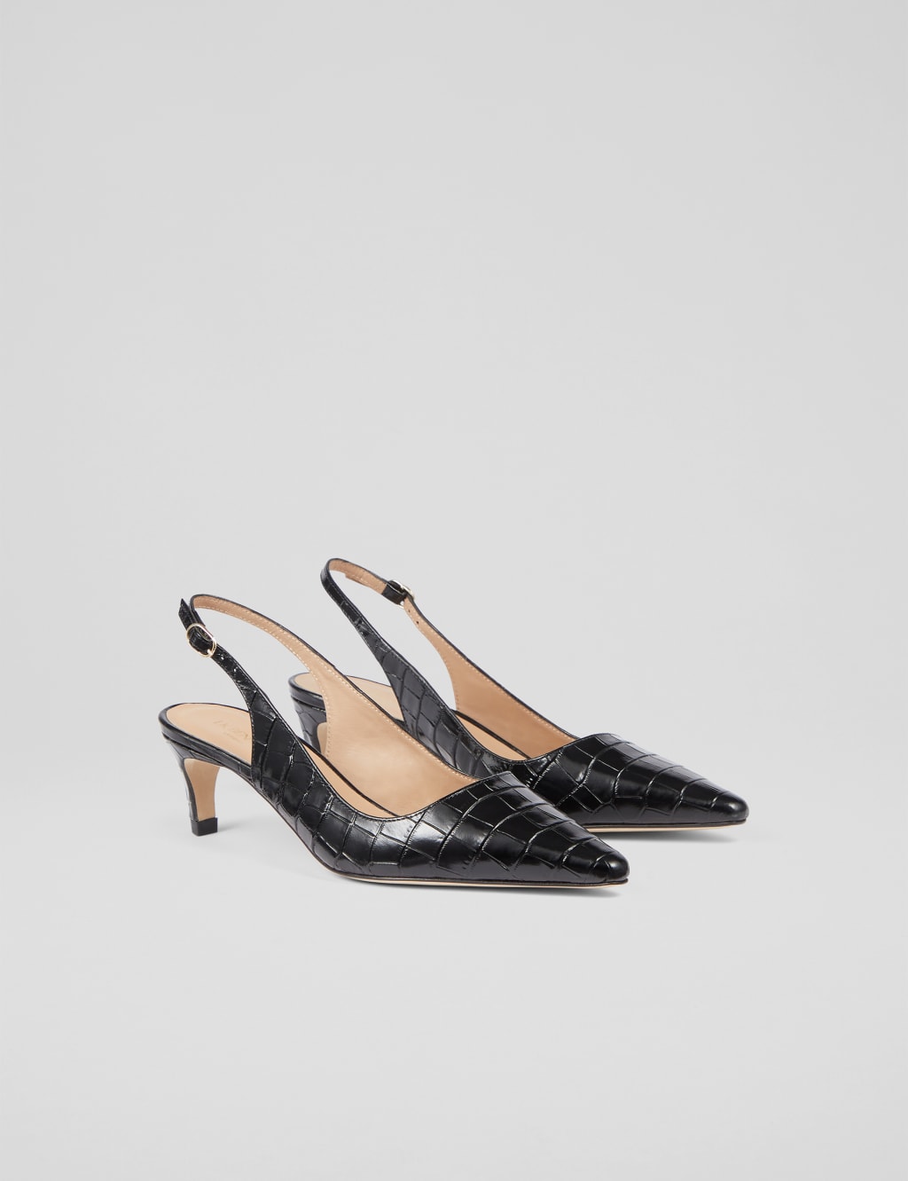 Leather Croc Ankle Strap Slingback Shoes LK BENNETT M S