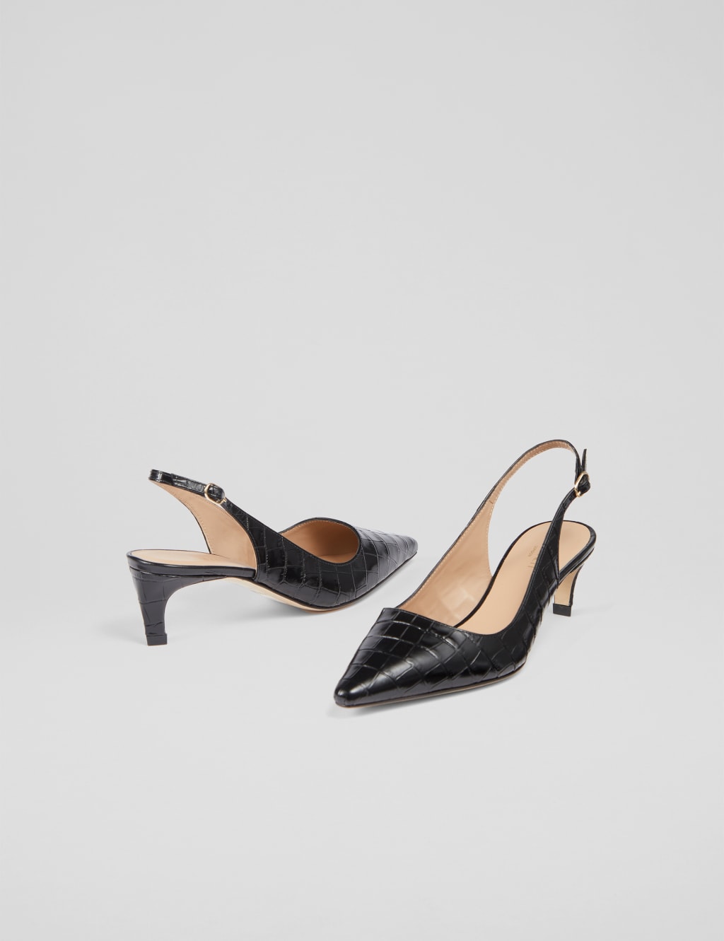 Leather Croc Ankle Strap Slingback Shoes 3 of 4