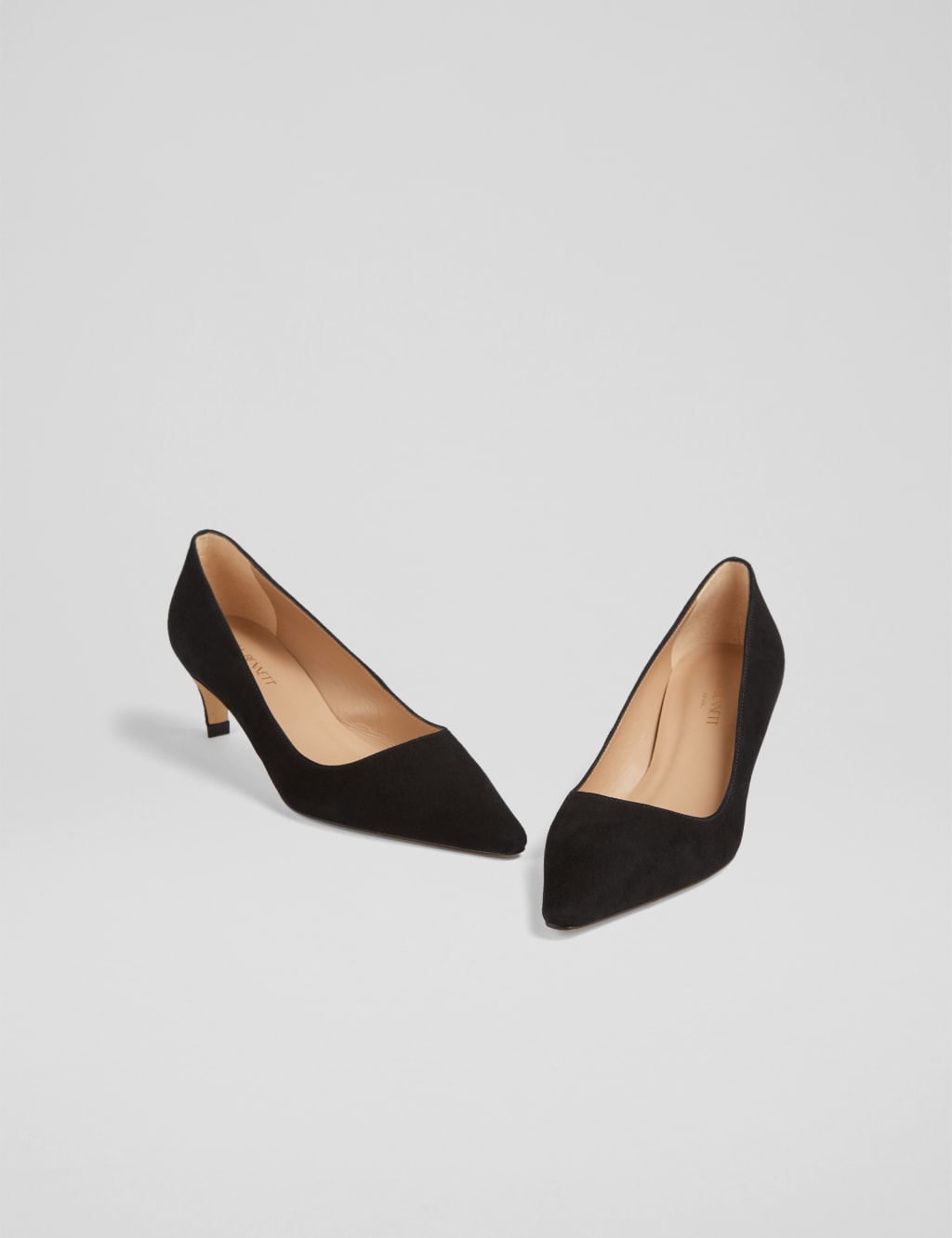 Suede Kitten Heel Pointed Court Shoes