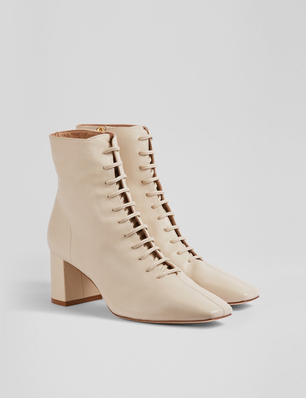 Leather Lace Up Block Heel Square Toe Ankle Boots LK BENNETT M S