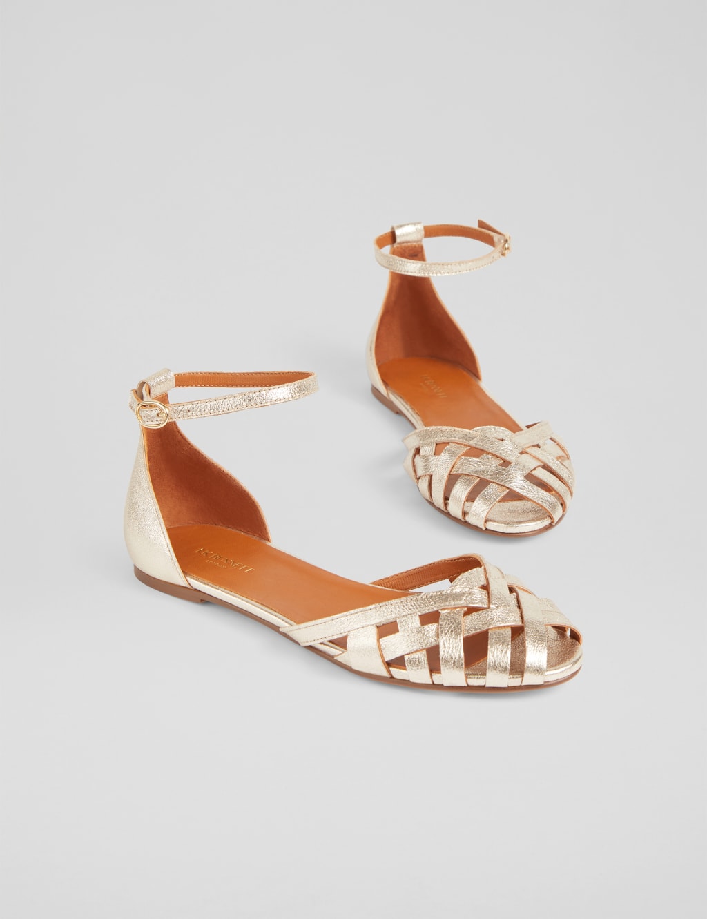 Leather Metallic Ankle Strap Flat Sandals 4 of 4