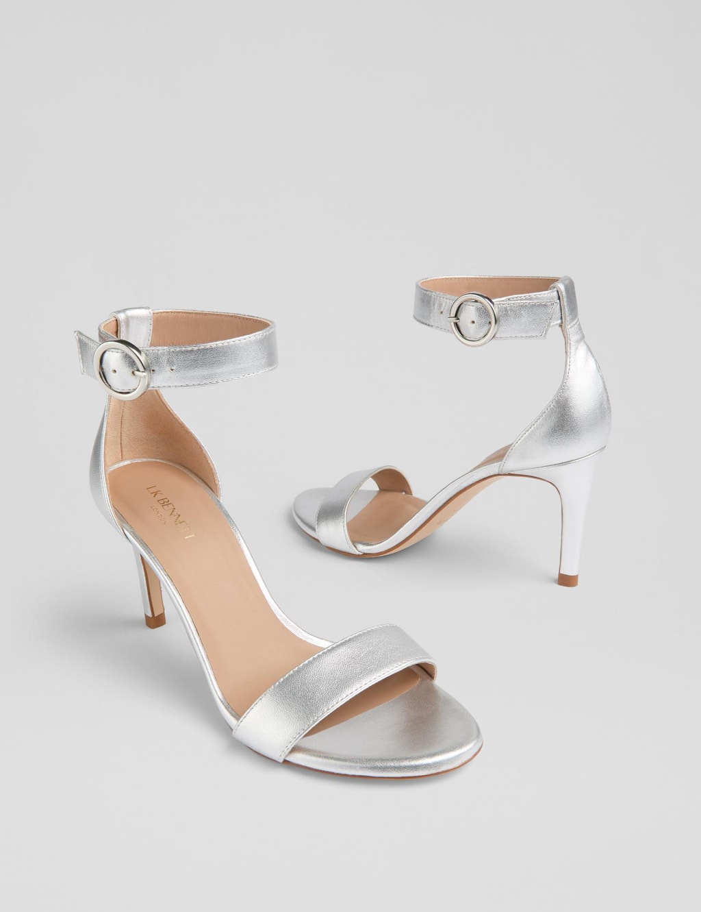 Leather Metallic Stiletto Heel Sandals 2 of 3