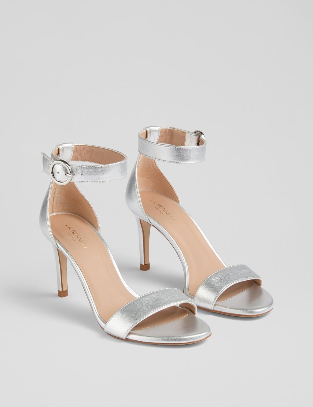 Leather Metallic Stiletto Heel Sandals 3 of 3