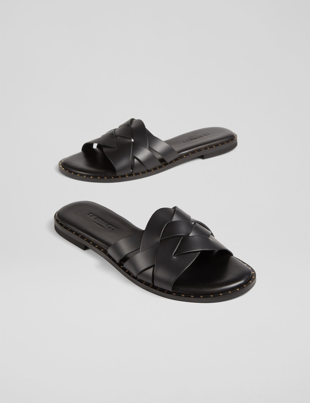 Leather Plaited Sliders 2 of 4
