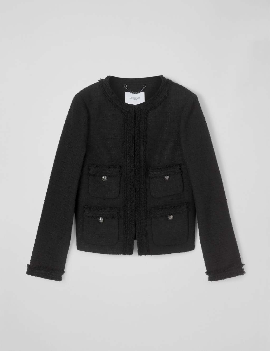 Tweed Textured Collarless Jacket 2 of 4