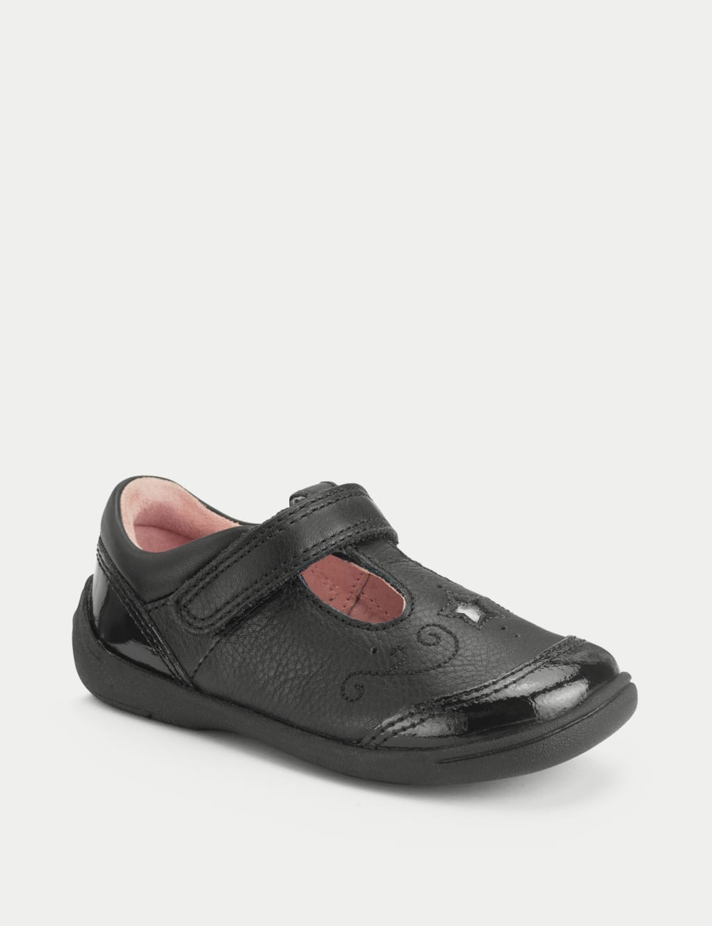 Kids' Leather Riptape School Shoes (6 Small-10½ Small) 2 of 6