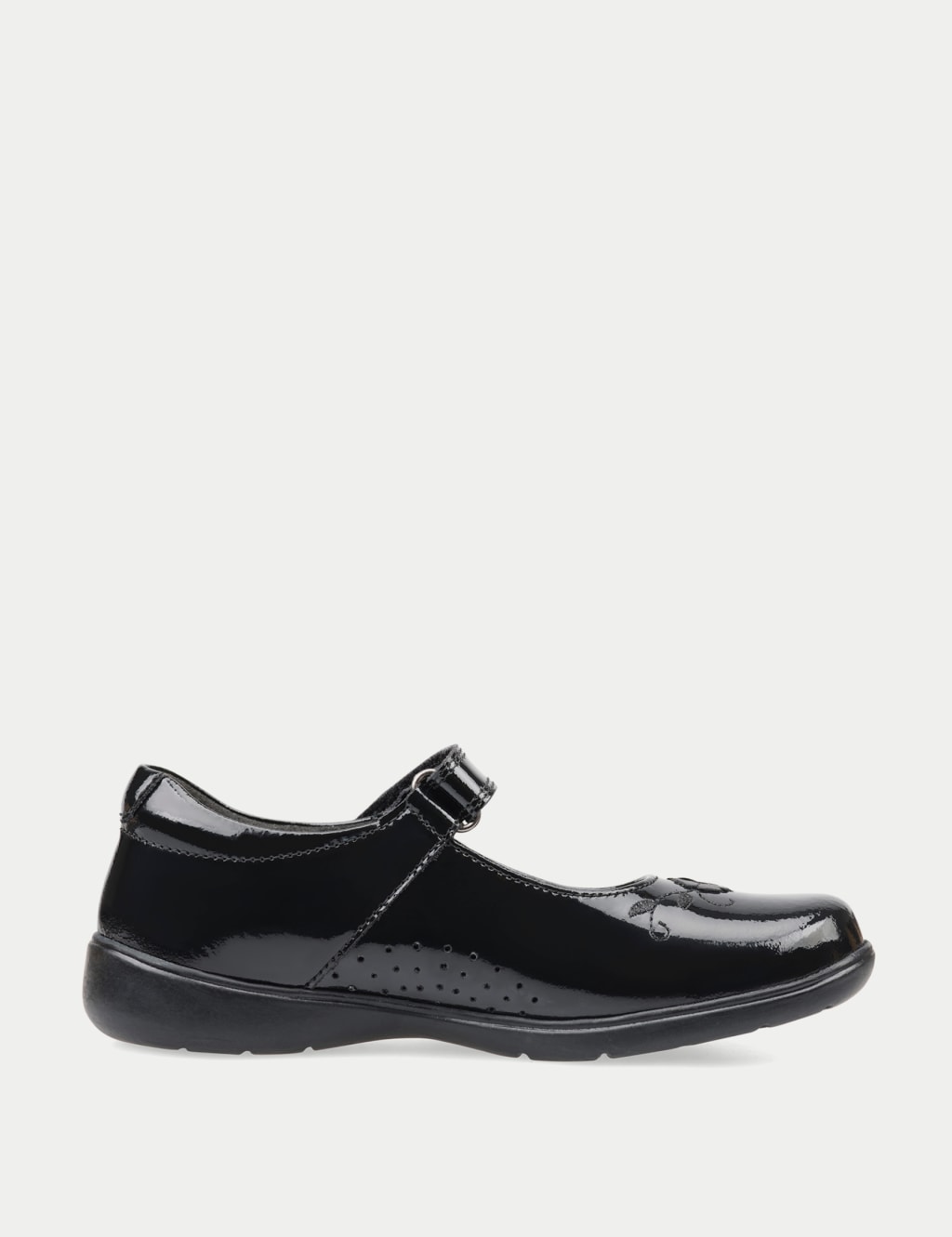 Kids' Patent Leather Riptape School Shoes (9 Small - 3½ Large) 2 of 5
