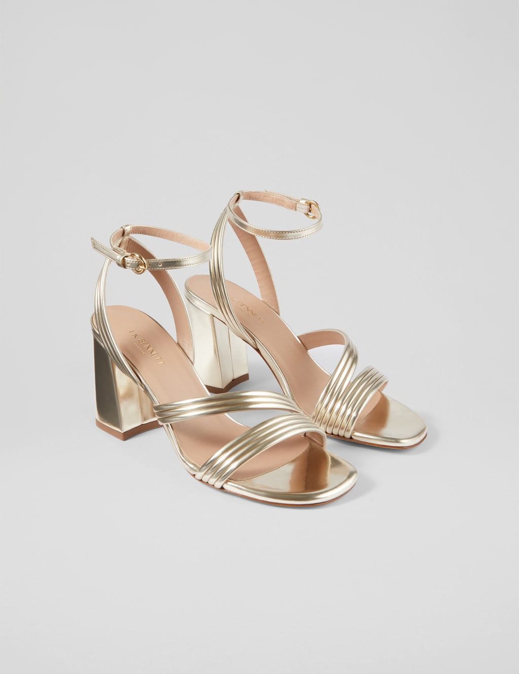 Metallic block heels top