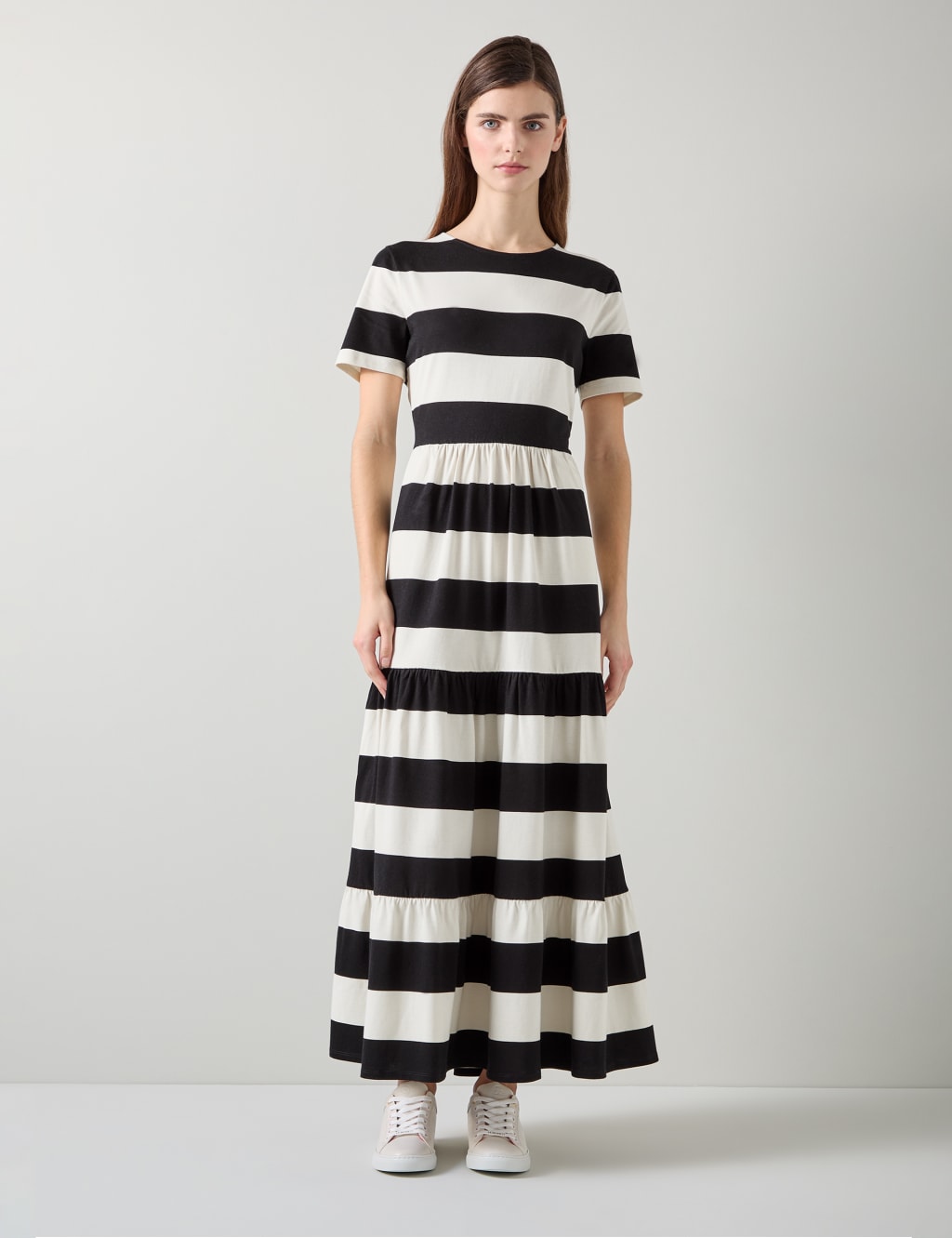 Pure Cotton Striped Maxi T Shirt Dress