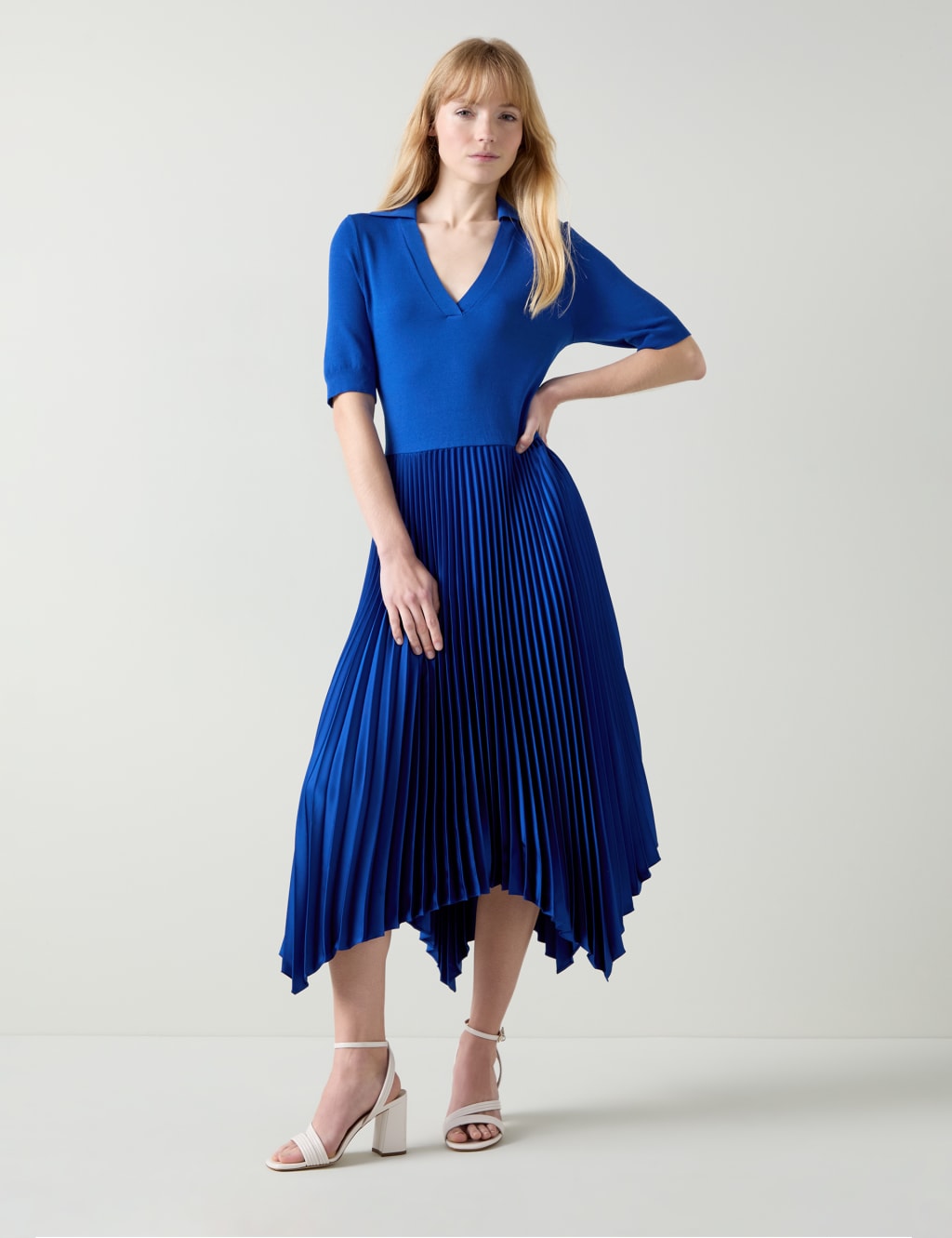 Knitted Pleated Midi Skater Dress