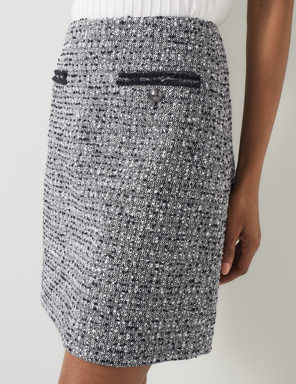 Cotton Rich Tweed Mini A-Line Skirt 3 of 4