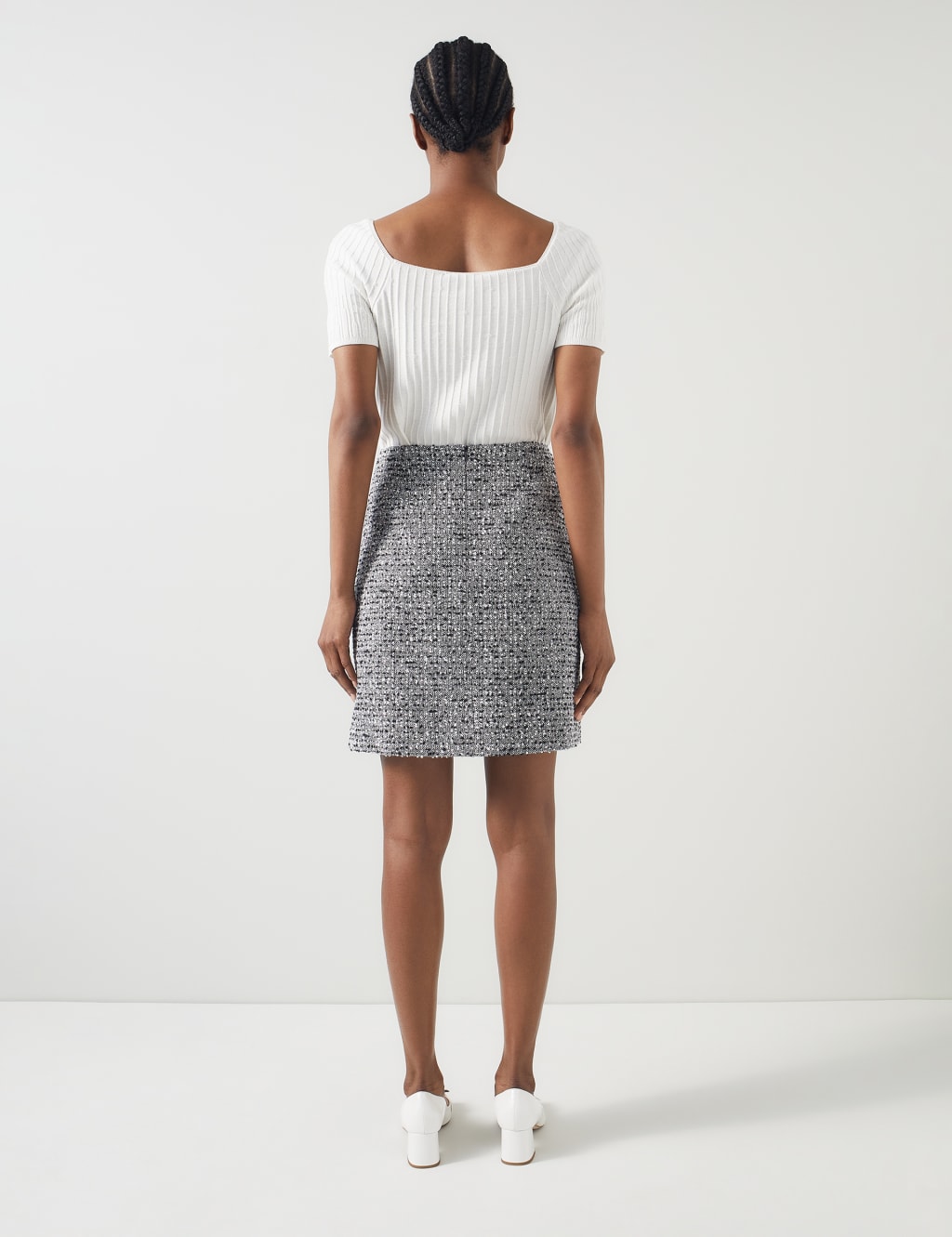 Cotton Rich Tweed Mini A-Line Skirt 4 of 4