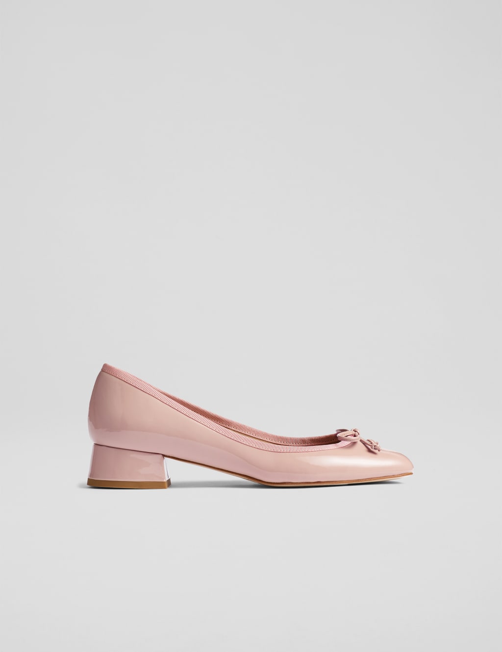 Leather Block Heel Ballet Pumps
