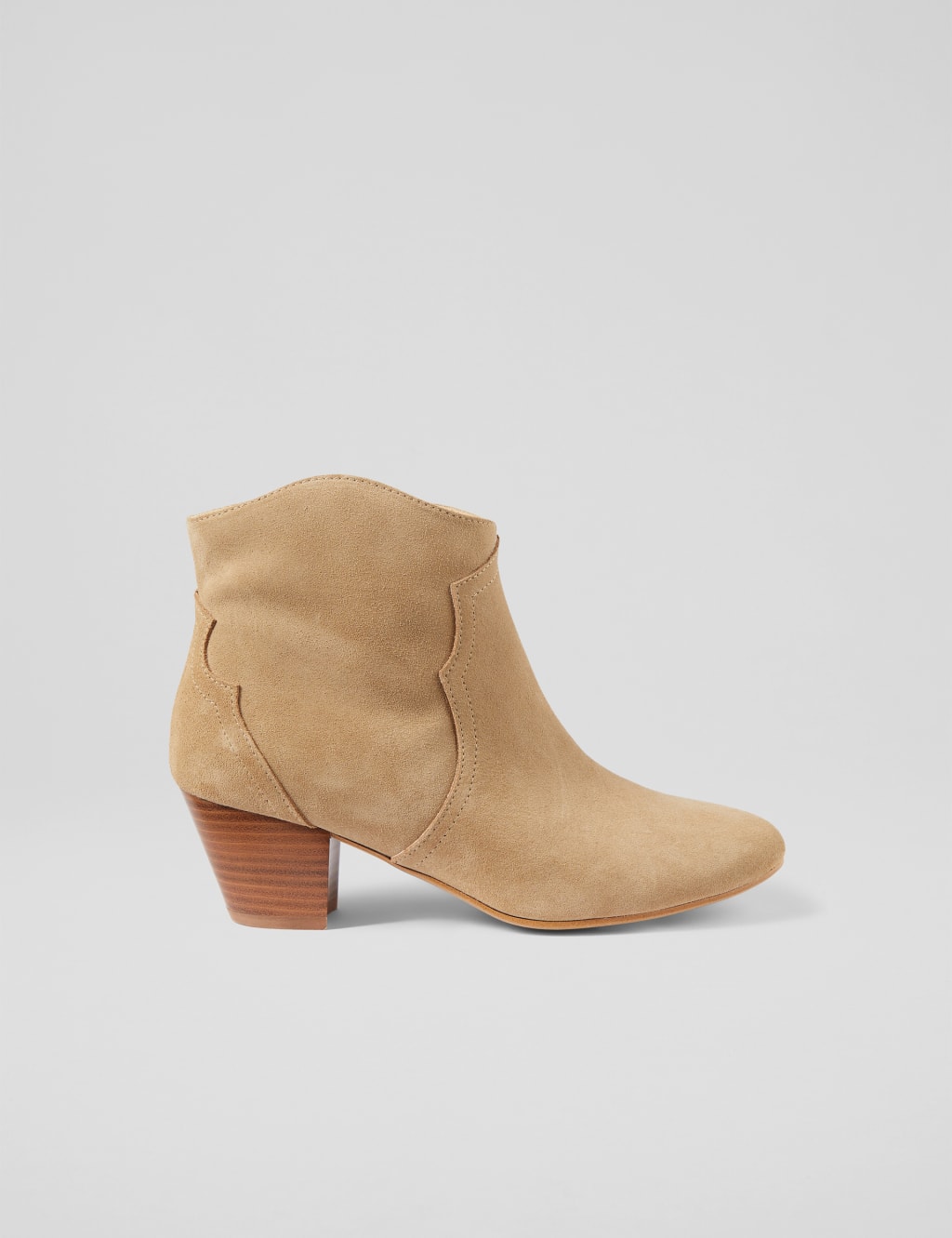 Suede Cow Boy Block Heel Ankle Boots 1 of 4