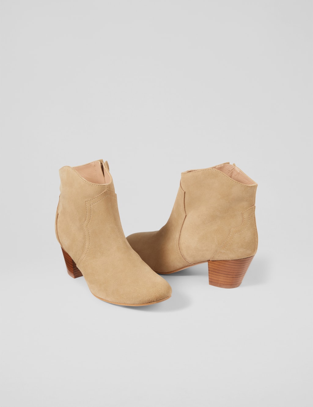Suede Cow Boy Block Heel Ankle Boots 2 of 4