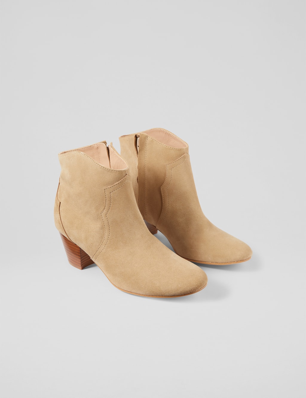 Suede Cow Boy Block Heel Ankle Boots 3 of 4