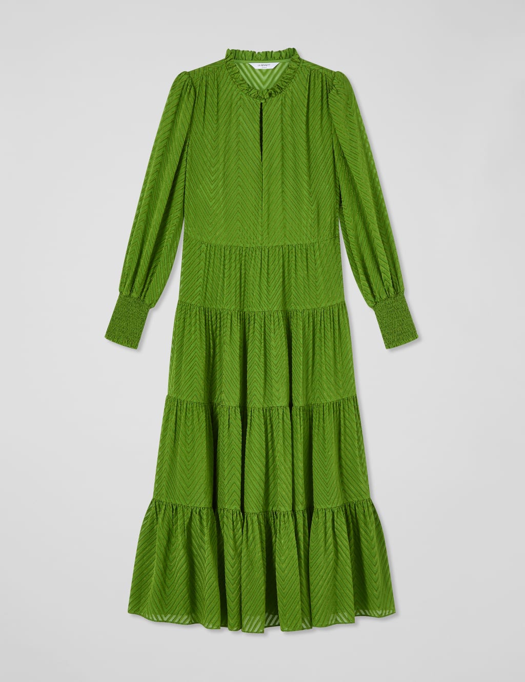 Silk Rich Chevron High Neck Midi Dress 1 of 4