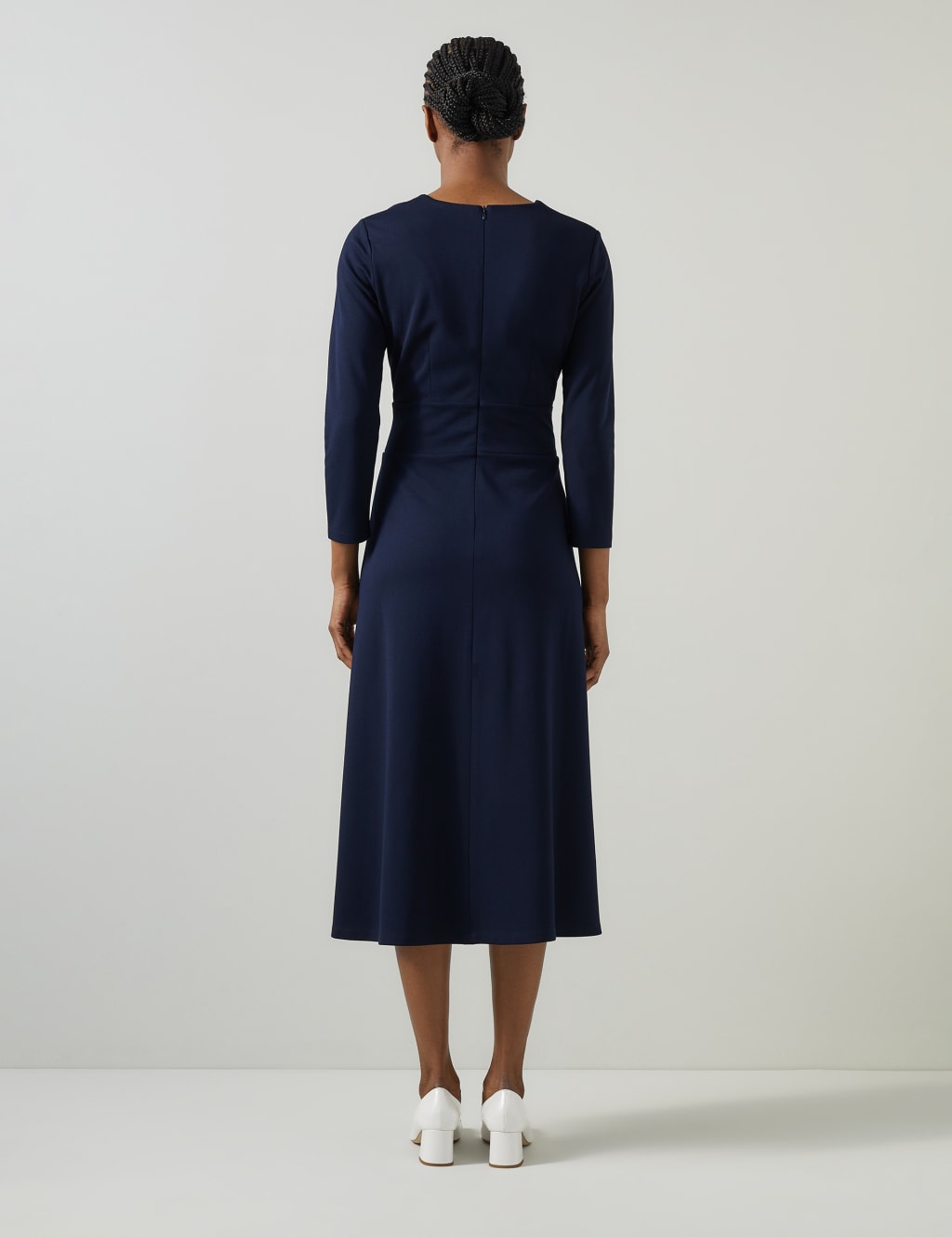 Jersey V-Neck Midi Skater Dress 3 of 4
