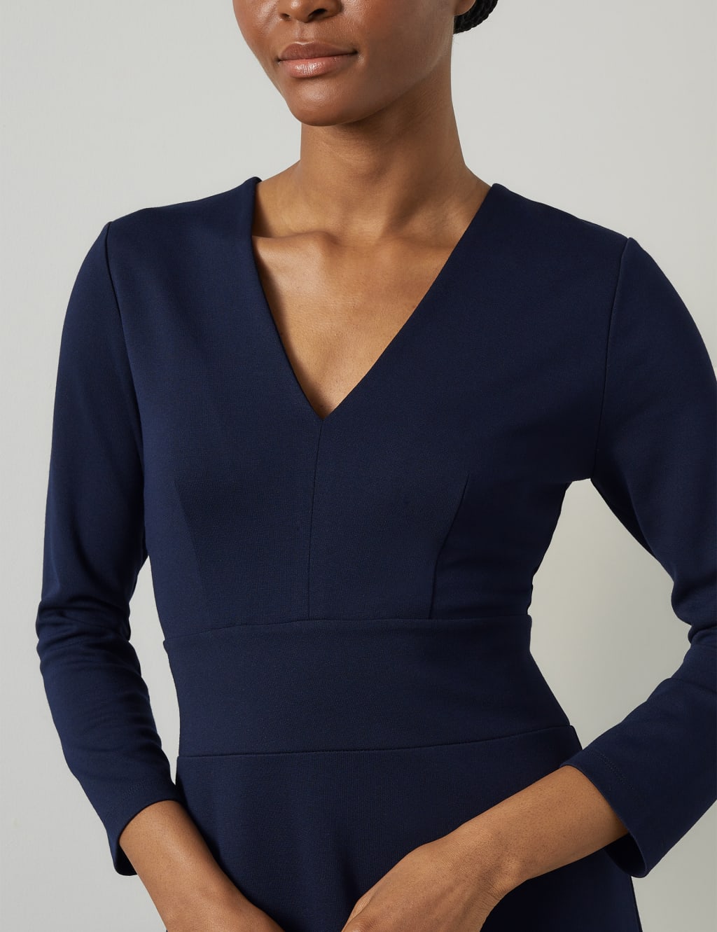 Jersey V Neck Midi Skater Dress