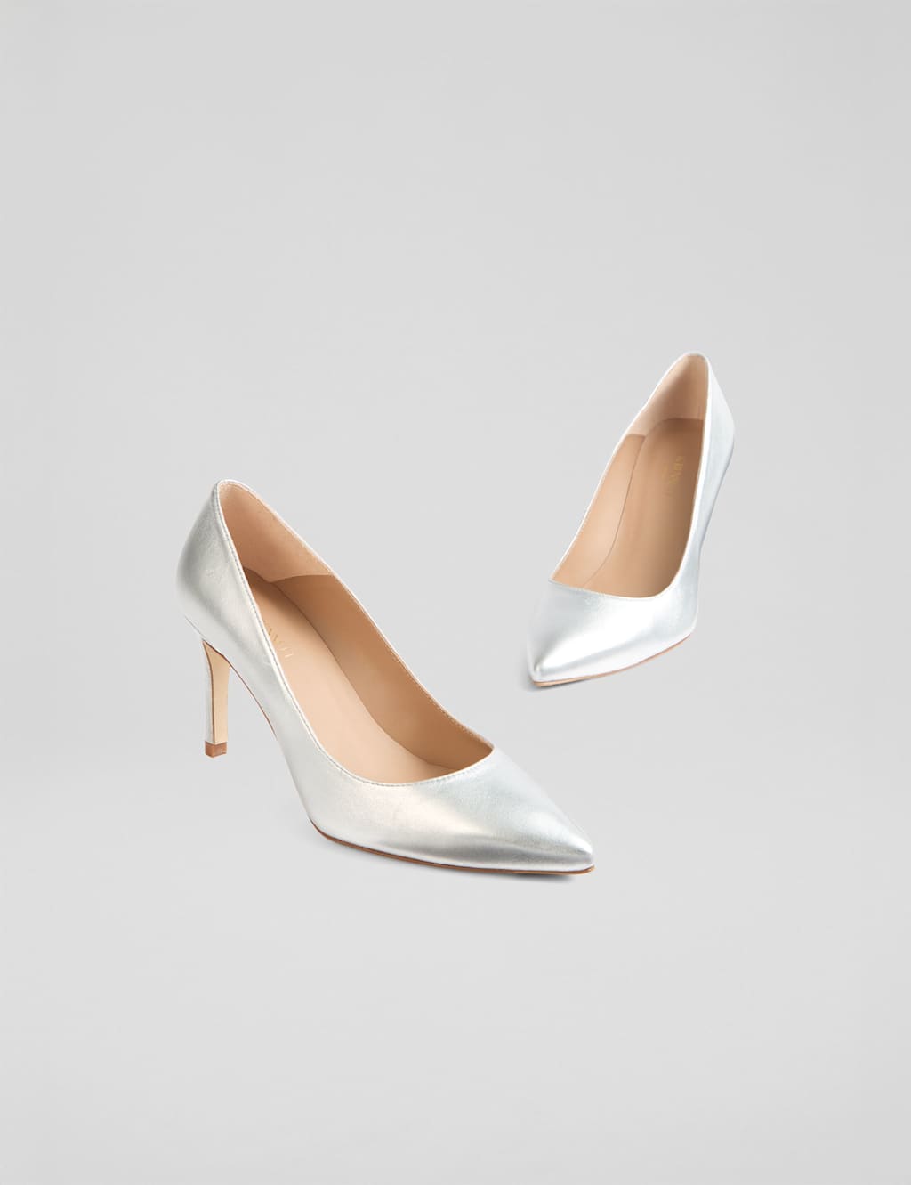 Leather Metallic Stiletto Heel Court Shoes 3 of 4