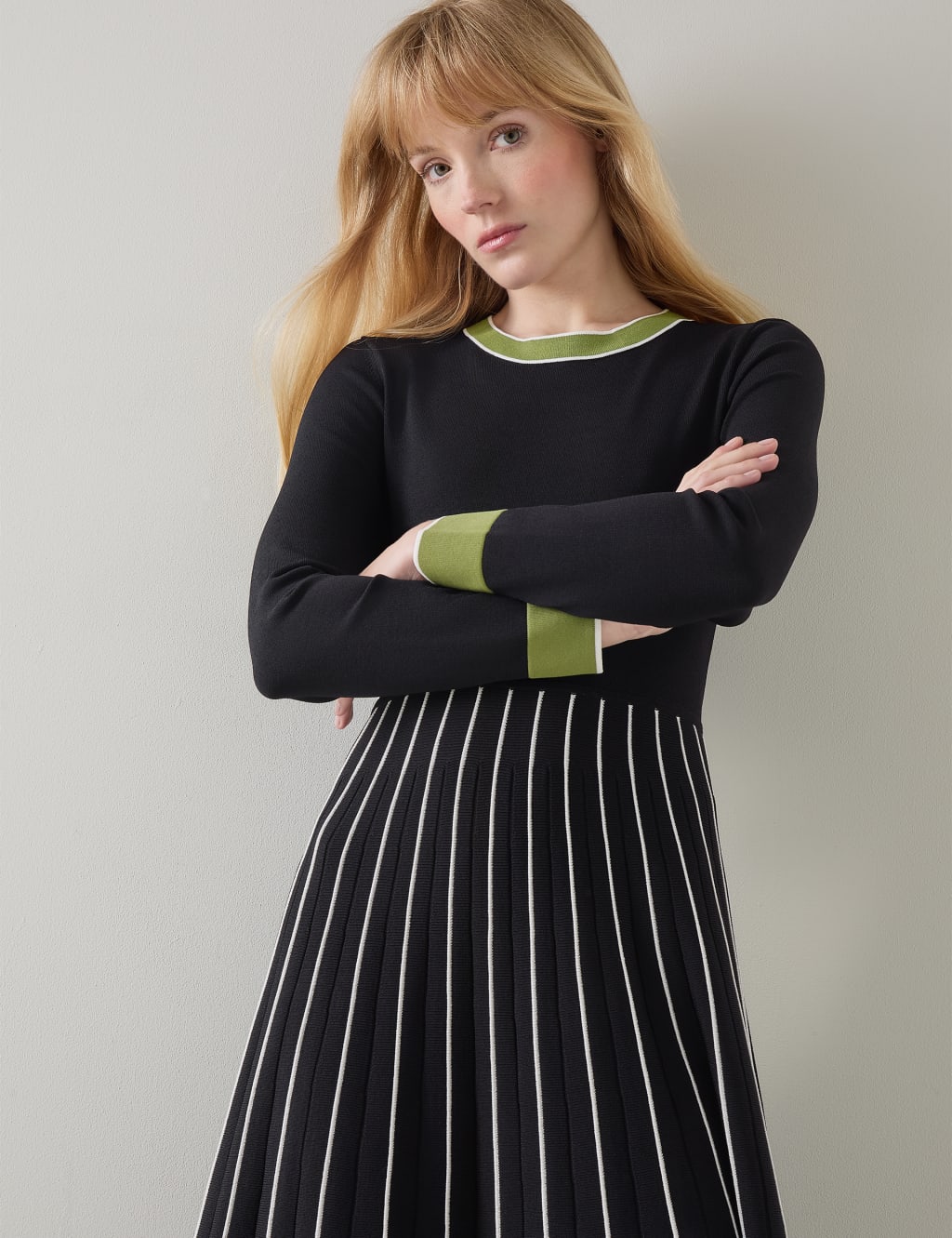 Colour Block Midi Skater Dress 4 of 4